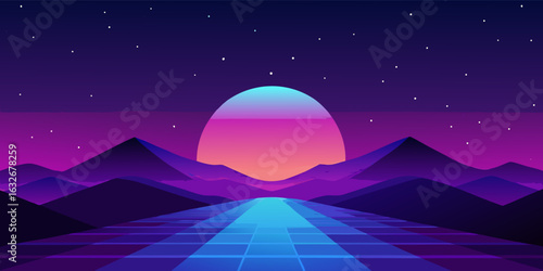Abstract flowing gradient background with deep violet and royal blue hues creating a luminous and ethereal atmosphere perfect for modern design