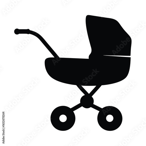 Baby stroller vector illustration for newborn child transportation and baby carriage icon design