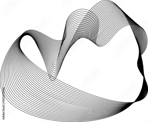 Abstract vector design featuring a geometric mesh composed of flowing curved lines in a rhythmic arrangement.