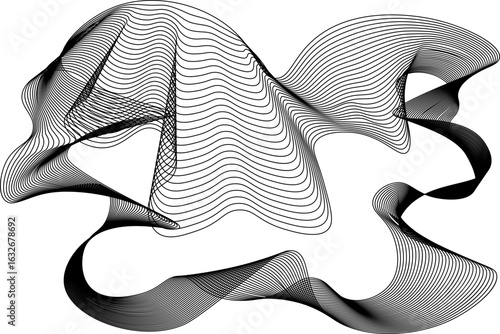 Abstract mesh composed of smooth, flowing curved lines arranged to convey motion.