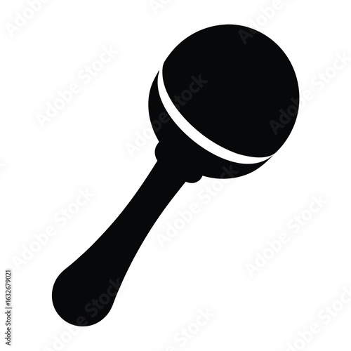 Isolated black and white maraca vector graphic for music instrument and percussion design projects