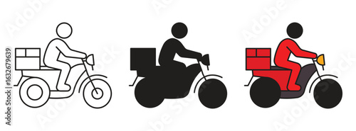 Shipping fast delivery man riding motorcycle icon symbol,  Isolated on white background, Vector illustration .