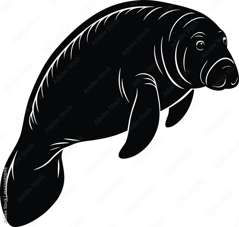 Obraz premium Manatee Silhouette Vector