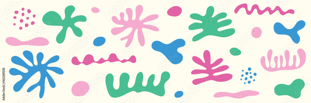 Collection of abstract organic shapes. Hand drawn elements. Vector illustration Collection of abstract organic shapes. Hand drawn elements. Vector illustration
