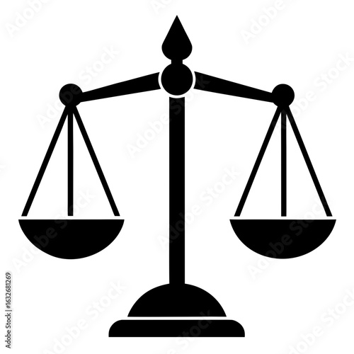 Simple black scales of justice balance law symbol silhouette vector illustration