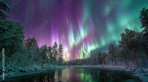 Wallpaper Mural Aurora borealis over a frozen lake (2) Torontodigital.ca