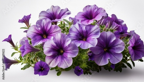lush purple petunia bloom cluster isolated on transparent background