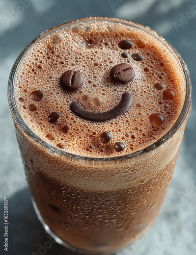 Iced Coffee with Smiling Face