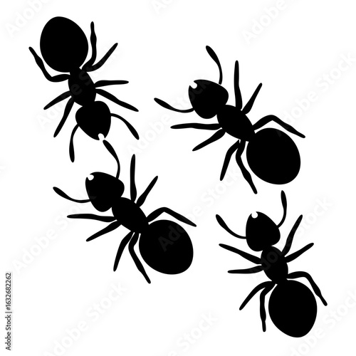 Illustration of black ants insects crawling together vector graphic design pest control concept art