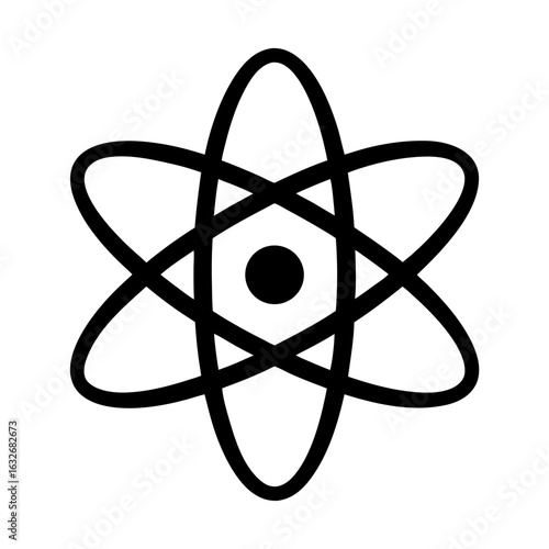 Atom symbol science icon physics chemistry model structure energy nuclear orbital vector
