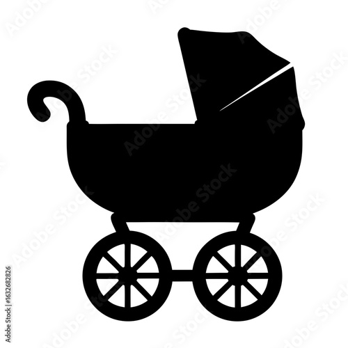 Baby stroller vector art, pram clip art, baby carriage icon, pushchair silhouette, baby transport design