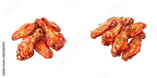 spicy chicken wings watercolor vector illustratio