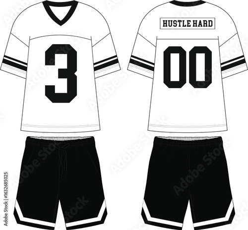 mens oversized varsity cord set flat sketch vector illustration front and back view technical cad drawing template