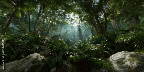 Lush jungle adventure hdr 360 degree panorama