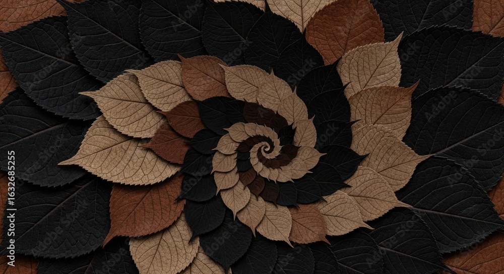 Fototapeta premium Nature's Artistry a Spiral Arrangement of Autumn Leaves