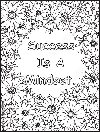 Motivational floral coloring page: Printable Affirmation to color: Positive quote for kids and adults