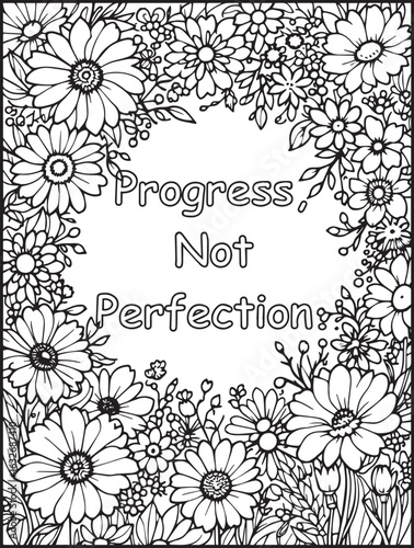 Motivational floral coloring page: Printable Affirmation to color: Empowering quote for kids and adults