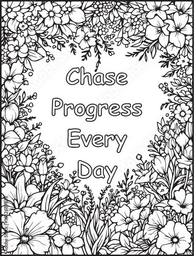 Growth Mindset Coloring Page: Printable floral pattern: Positive affirmation to color