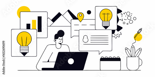 Creative brainstorming and productivity with a digital workspace
