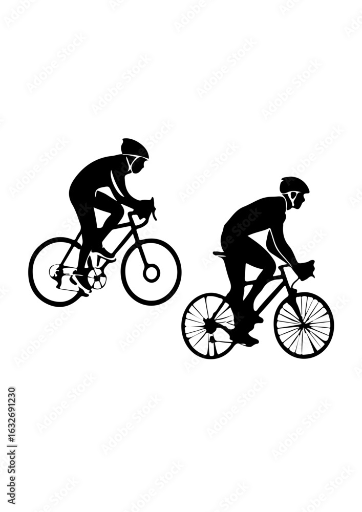 Fototapeta premium Cyclists Riding Bicycles Silhouette Illustration