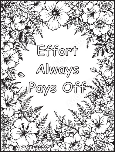 Growth Mindset Coloring Page: Printable floral pattern: Motivational affirmation to color