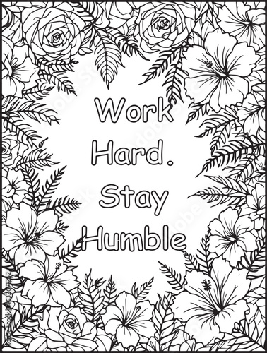 Growth Mindset Coloring Page: Printable floral pattern: Encouraging saying to color
