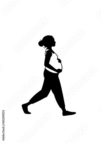 Pregnant Woman Walking Silhouette Illustration