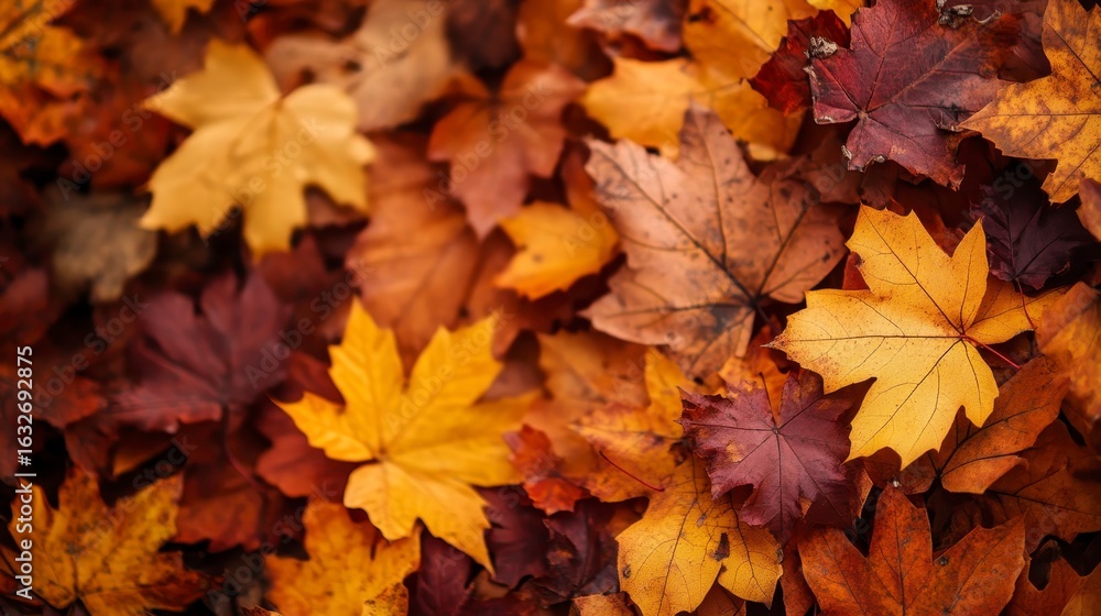Fototapeta premium Vibrant Autumn Leaves in Vivid Orange, Red, and Yellow Hues