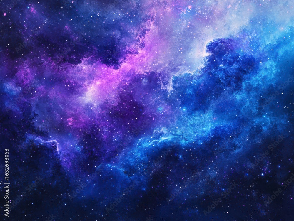 Fototapeta premium Colorful Cosmic Clouds in Vibrant Purple and Blue Hues