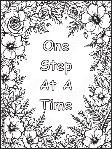 Growth Mindset Coloring Page: Printable floral pattern: Inspirational saying to color