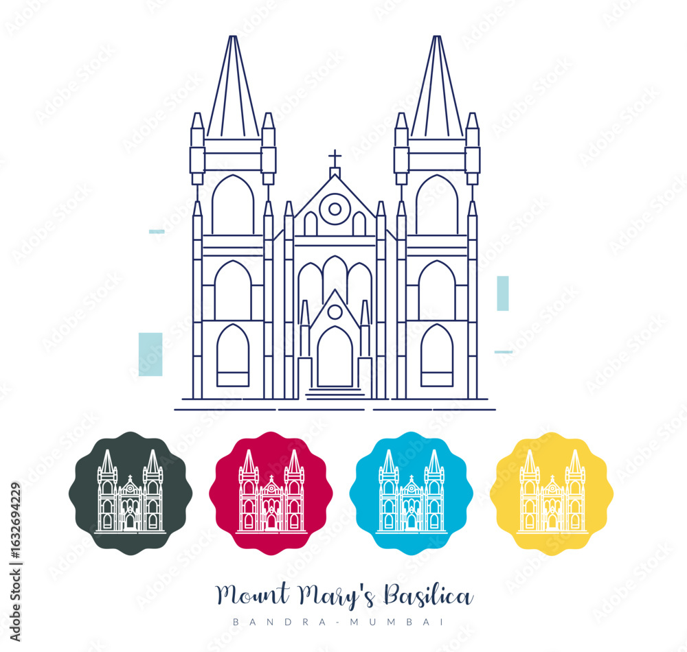 Fototapeta premium Mount Mary's Basilica- Bandra Mumbai - Stock Illustration