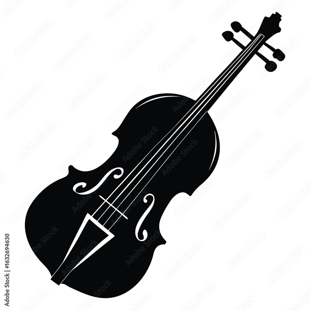 Obraz premium Violin Silhouette White Background