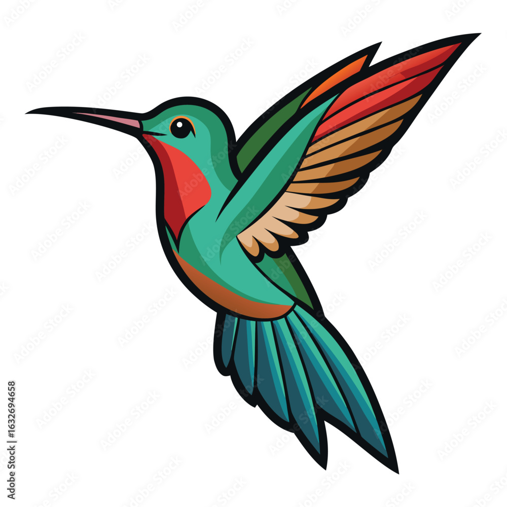 Obraz premium Vector Hummingbird In Flight Fine Line Wing Texture