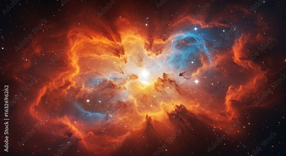 Fototapeta premium Vibrant nebula with glowing gas and stars in deep space