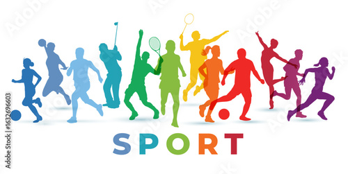 Sports colorful silhouettes