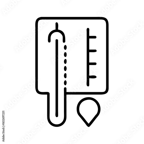 Thermometer and scale icon in minimalistic line style  
