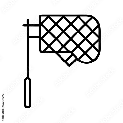 Fishing net illustration in minimalist outline style  