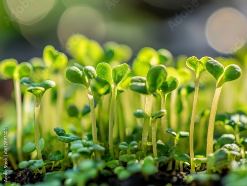 Fresh Seedlings Growing in Soil with Soft Natural Light Background