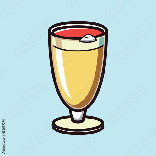Illustration of a stylized cocktail or drink in a tall glass