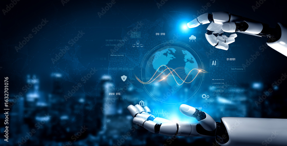 Obraz premium AI accelerates global data processing by optimizing AI, data, and processing across connected digital infrastructures Vouch