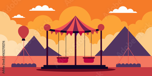 carnival swing ride birthday sunset view