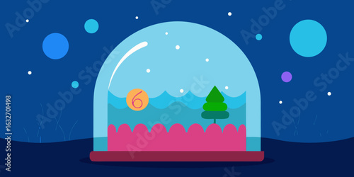 underwater birthday party in glass dome view