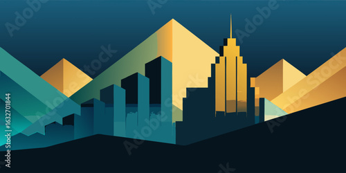 Elegant business and finance background design featuring a sophisticated blend of teal and gold perfect for corporate presentations reports and digital media