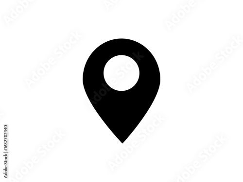 Vector location icon – black map pin for mobile apps, navigation, web interfaces, GPS, maps and web design