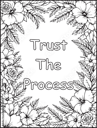 Floral coloring page for kids and adults: Printable empowering saying to color