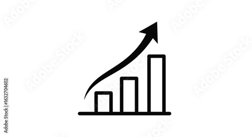 Free Download Rising Graph Icon, Illustrating Growth and Progress, Black Graph with Arrow, Symbolizing Positive Trend and Improvement - GFXLoad
