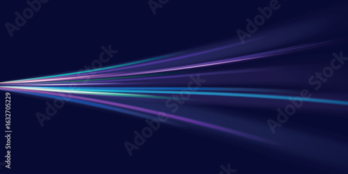 Blue light trail, wave speed, trace line twirl. Abstract light lines of movement and speed with white color glitters
