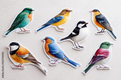 set of colorful birds
