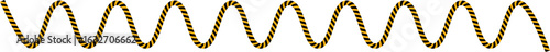 A path with nine waves and yellow and black diagonal stripes resembling a traffic sign.