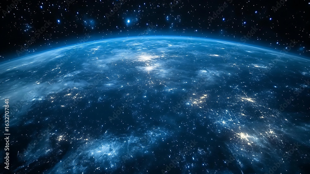 Obraz premium Earth seen from space with city lights.